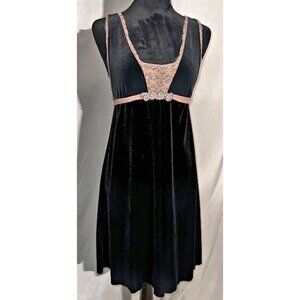 Free People Tank Dress, Lace Insert, Black Velvet, Medium